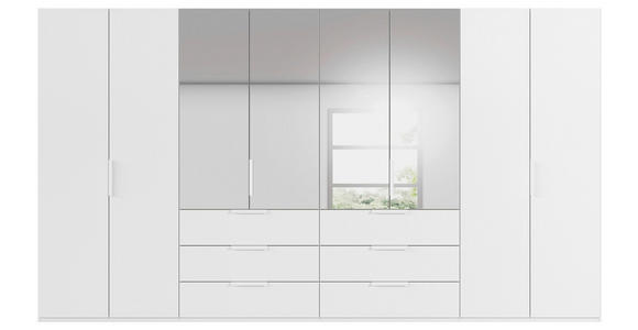 DREHTÜRENSCHRANK 400/235/61 cm,  in Weiß, 8-türig  - Weiß, Basics, Glas/Holzwerkstoff (400/235/61cm) - Novel