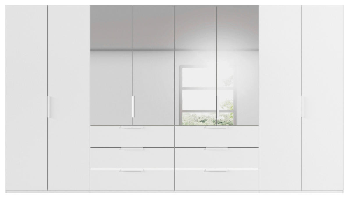 DREHTÜRENSCHRANK 400/235/61 cm,  in Weiß, 8-türig  - Weiß, Basics, Glas/Holzwerkstoff (400/235/61cm) - Novel