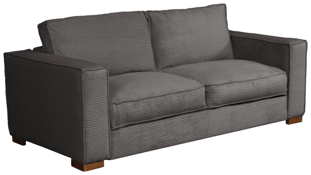 SCHLAFSOFA  in Cord Grau  - Dunkelbraun/Grau, Design, Holz/Textil (203/85/99cm) - MID.YOU