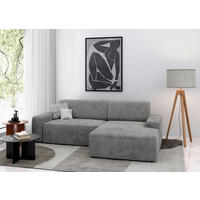ECKSOFA Cord Grau  - Schwarz/Grau, Modern, Kunststoff/Textil (246/162cm) - Trendmanufaktur