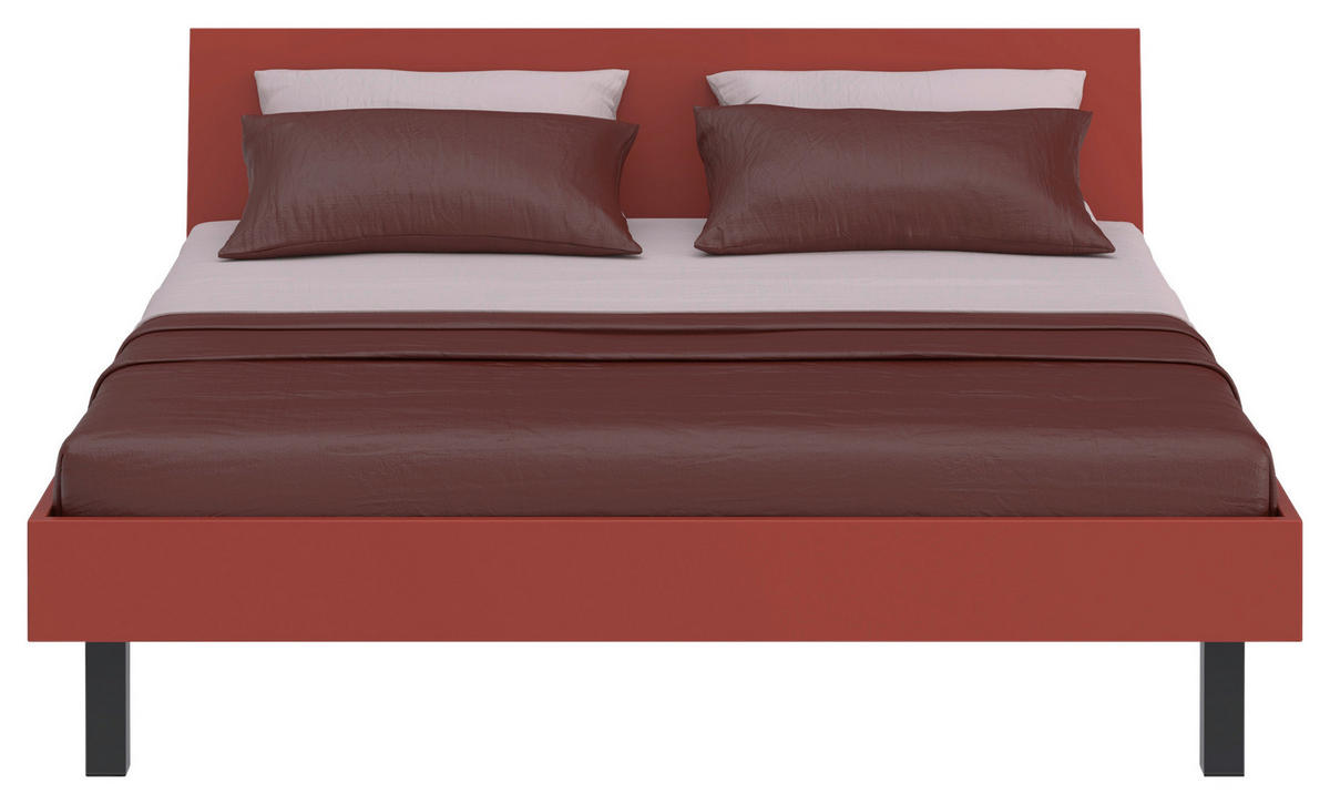 BETT 180/200 cm,  in Rot, Koralle  - Koralle/Rot, Design, Metall (180/200cm) - Xora