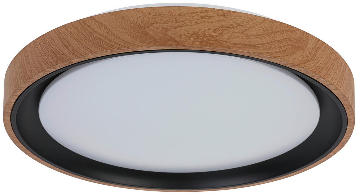 DECKENLEUCHTE 40/7 cm   - Eichefarben/Schwarz, Trend, Kunststoff/Metall (40/7cm) - Novel