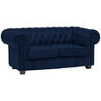 CHESTERFIELD-SOFA Webstoff Dunkelblau  - Wengefarben/Dunkelblau, LIFESTYLE, Holz/Textil (180/76,5/96cm) - Landscape
