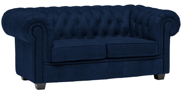 CHESTERFIELD-SOFA Webstoff Dunkelblau  - Wengefarben/Dunkelblau, LIFESTYLE, Holz/Textil (180/76,5/96cm) - Landscape