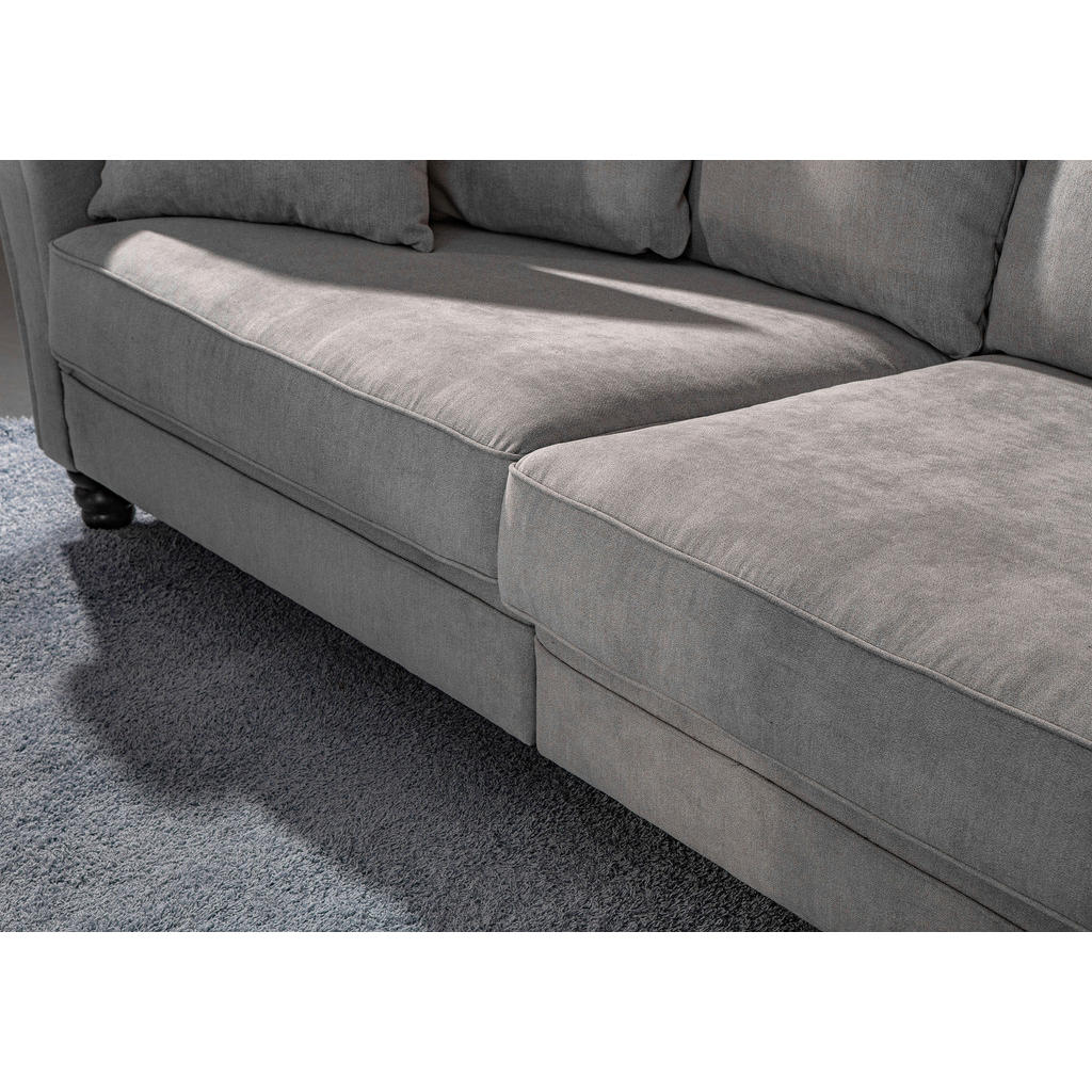 Thumbnail - Livetastic Bigsofa, Hellgrau, Holz, Textil, Buche, massiv, Uni, 3-Sitzer, 270x80x110 cm, Made in EU, Wohnzimmer, Sofas &...