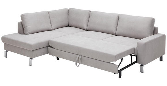 ECKSOFA Hellgrau Flachgewebe  - Chromfarben/Hellgrau, Design, Textil/Metall (200/276cm) - Hom`in