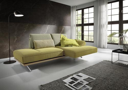 ECKSOFA Limette Flachgewebe - Chromfarben/Limette, Design, Holz/Textil (132/240cm) - Koinor