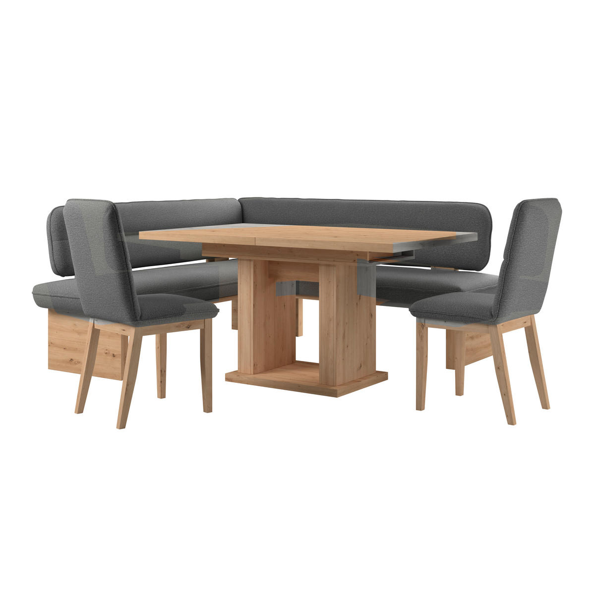 ECKBANK 170/192 cm Webstoff Anthrazit Eiche Sperrholz   - Eichefarben/Anthrazit, KONVENTIONELL, Holz/Textil (170/192cm) - Livetastic