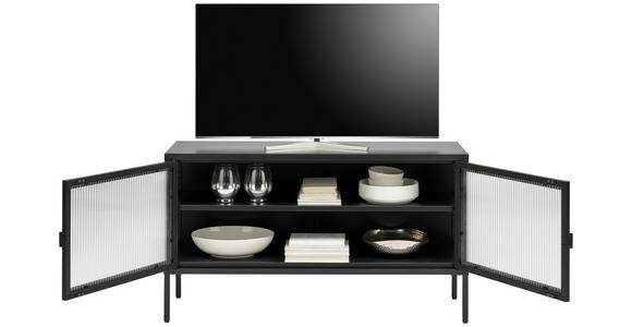 LOWBOARD  115/64/35 cm  Beimöbel erhältlich, stehend  - Schwarz, Trend, Glas/Metall (115/64/35cm) - Xora