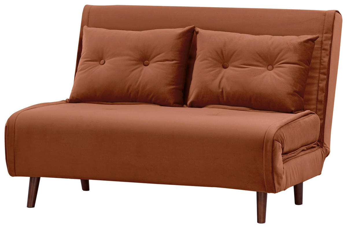 SCHLAFSOFA in Textil Orange  - Birkefarben/Orange, Design, Holz/Textil (122/81/88cm) - Livetastic