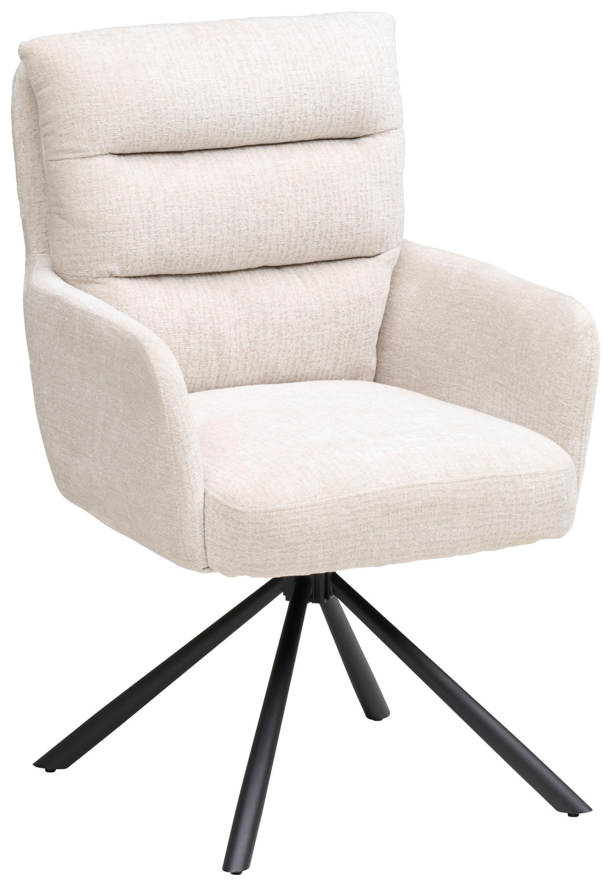 ARMLEHNSTUHL  Sitzfläche 180° drehbar Webstoff  - Beige/Schwarz, MODERN, Textil/Metall (57/95/65cm) - MID.YOU