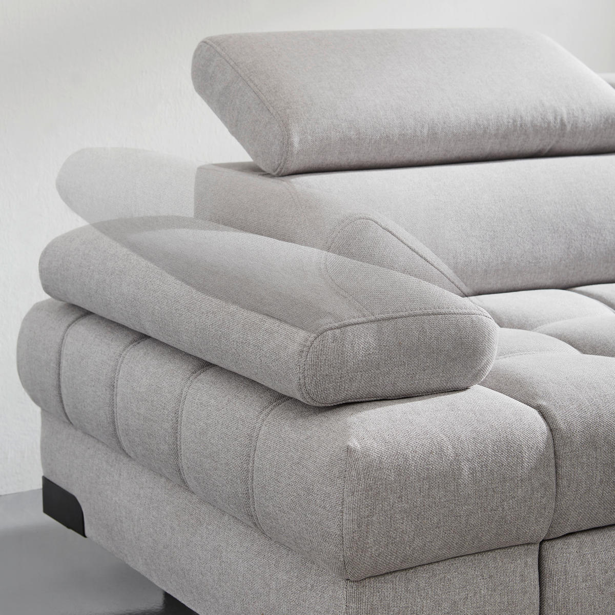 ECKSOFA Silberfarben Webstoff  - Silberfarben/Schwarz, MODERN, Textil/Metall (263/223cm) - Welnova