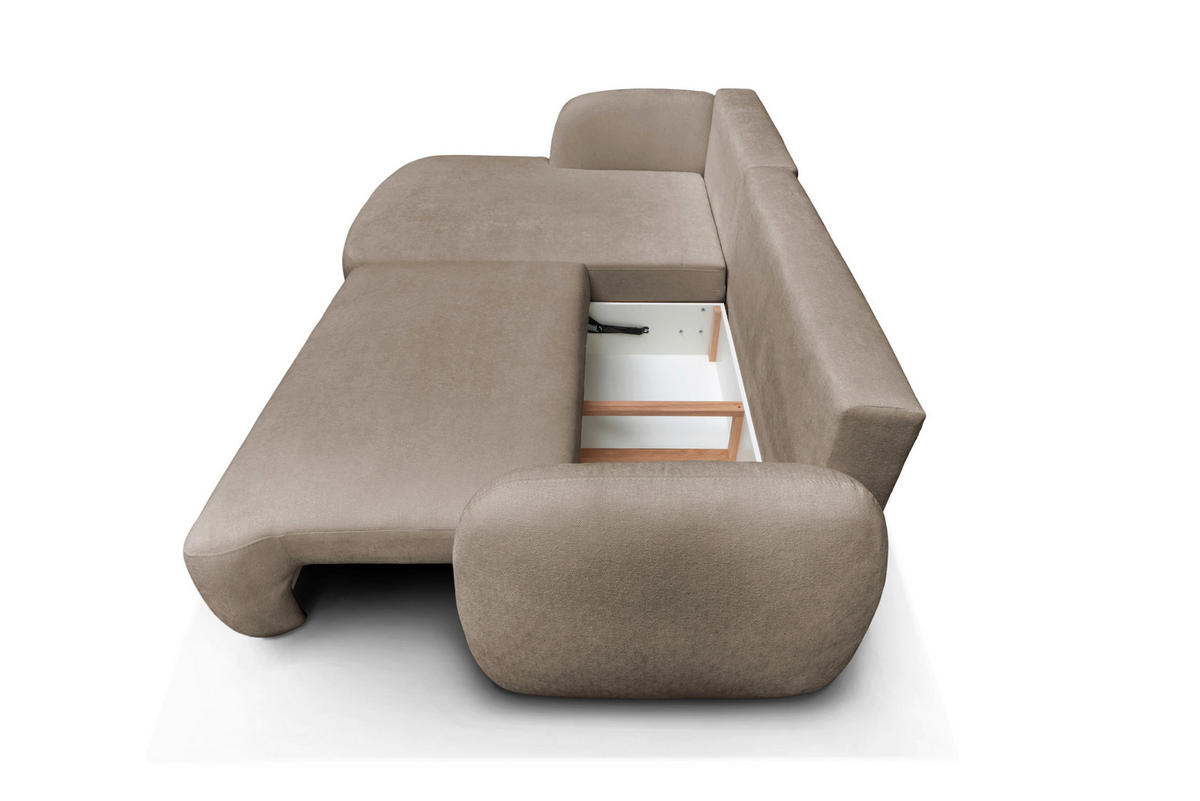 ECKSOFA VELU Beige Chenille  - Beige/Schwarz, Design, Textil (175cm) - MID.YOU