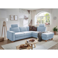 ECKSOFA 236/213 cm  in Flachgewebe Hellblau Kopfstütze  236/213 cm  - Eichefarben/Hellblau, KONVENTIONELL, Holz/Textil (236/213cm) - Sit & More