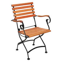 GARTENSESSEL Eukalyptusholz Stahl Naturfarben, Schwarz  - Schwarz/Naturfarben, ROMANTIK / LANDHAUS, Holz/Metall (60/57/85cm) - Gardenson