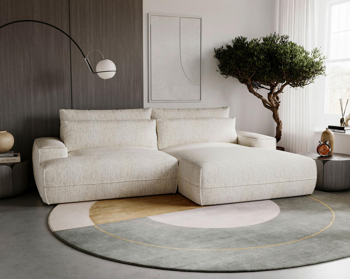 ECKSOFA in Struktur Beige  - Beige/Schwarz, Design, Kunststoff/Textil (272/156cm) - Livetastic