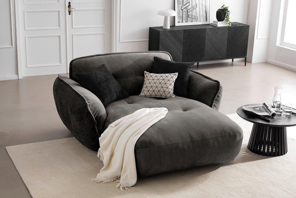 XXL-SESSEL in Chenille Anthrazit  - Anthrazit/Schwarz, Modern, Kunststoff/Textil (182/87/184cm) - Trendmanufaktur