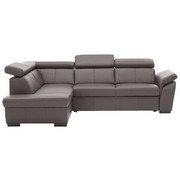 WOHNLANDSCHAFT in Leder Braun - Wengefarben/Braun, Design, Leder/Holz (203/267cm) - Stylife