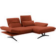 ECKSOFA in Echtleder Orange  - Schwarz/Orange, Design, Leder/Metall (210/130cm) - Dieter Knoll
