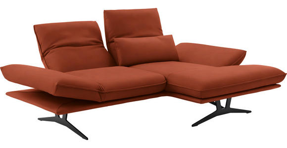 ECKSOFA in Echtleder Orange  - Schwarz/Orange, Design, Leder/Metall (210/130cm) - Dieter Knoll