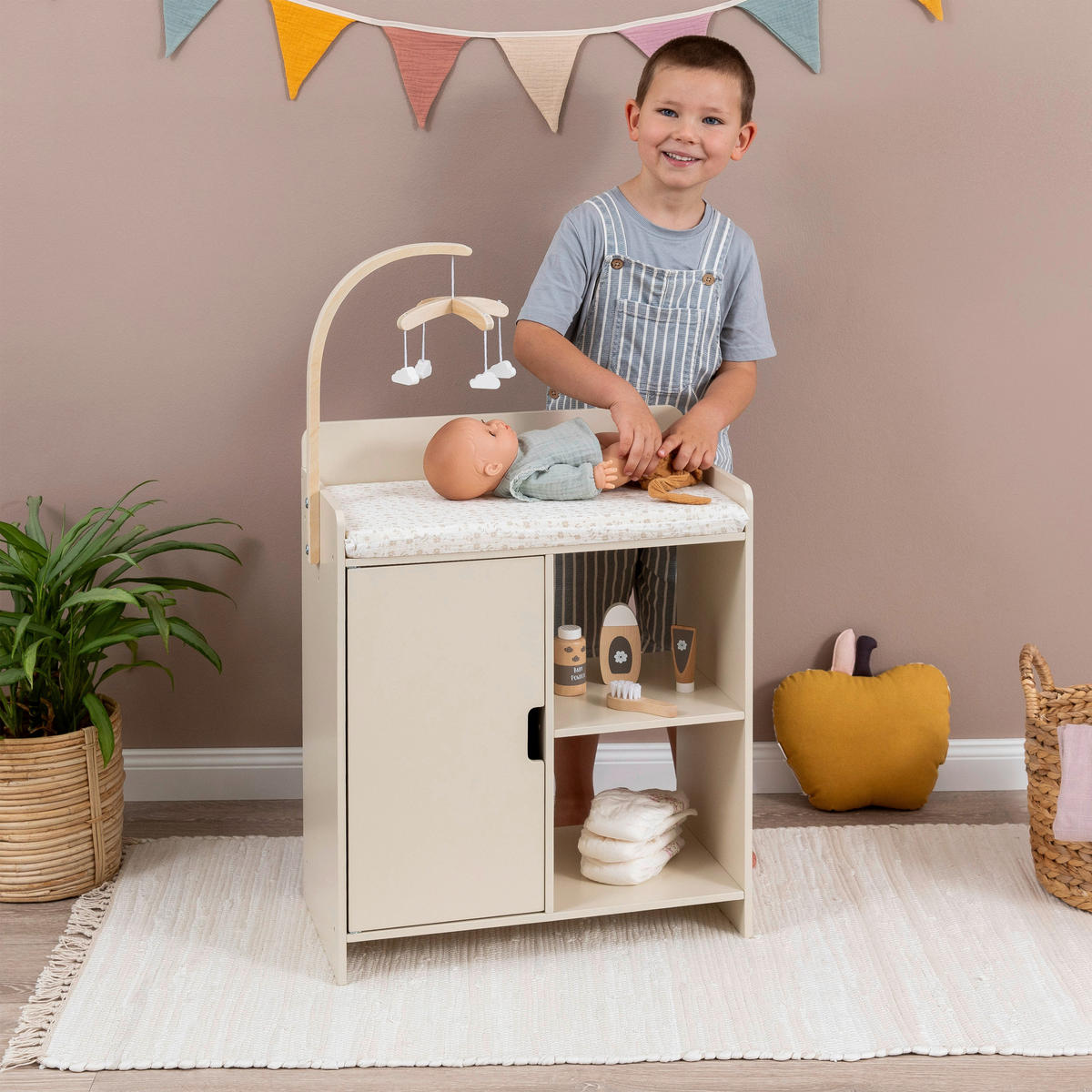 PUPPENWICKELKOMMODE ROBINIA  - Creme, Basics, Holz (50,3/27,5/85,3cm) - MUSTERKIND