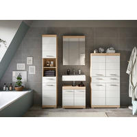 BADEZIMMER 4-teilig  in 171 cm  - Weiß Hochglanz/Silberfarben, MODERN, Glas/Holzwerkstoff (171cm) - MID.YOU