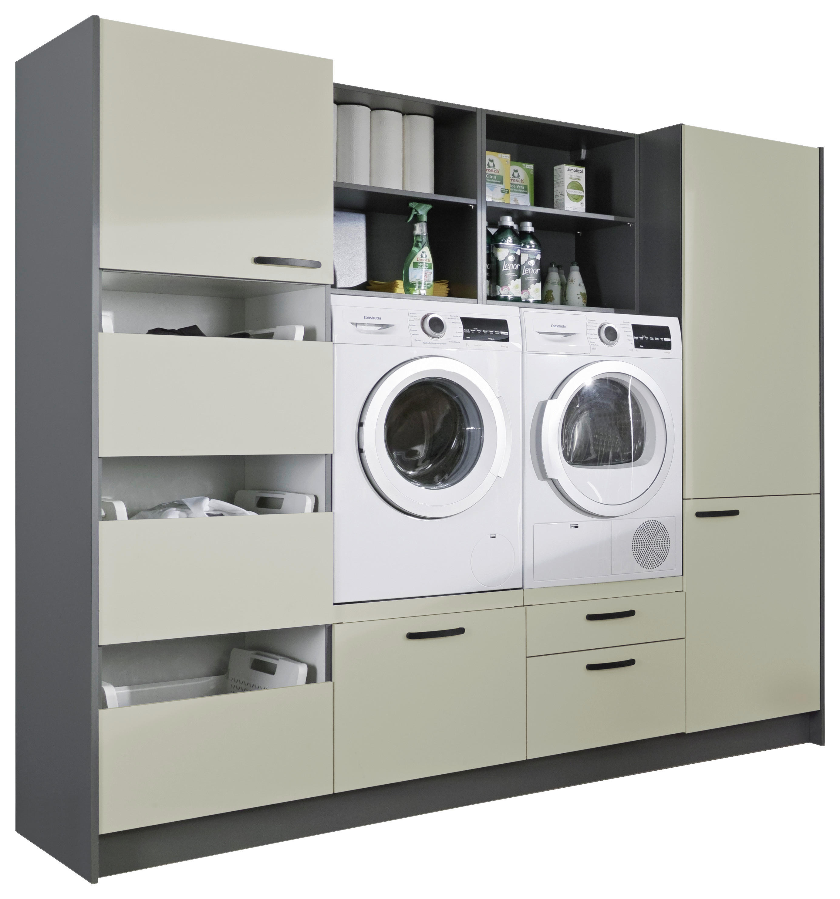 HAUSWIRTSCHAFTSRAUM 245/195/60 cm  in Anthrazit, Hellgrau  - Anthrazit/Hellgrau, Basics, Holzwerkstoff (245/195/60cm) - Express