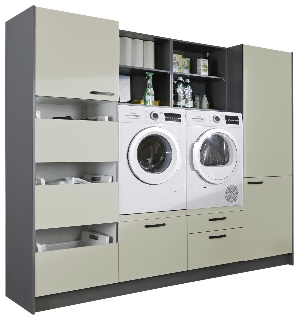 HAUSWIRTSCHAFTSRAUM 245/195/60 cm  in Anthrazit, Hellgrau  - Anthrazit/Hellgrau, Basics, Holzwerkstoff (245/195/60cm) - Express