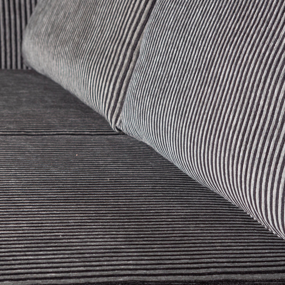 2,5-SITZER in Webstoff Grau, Schwarz  - Schwarz/Grau, Design, Textil/Metall (190/85/86cm) - Livetastic
