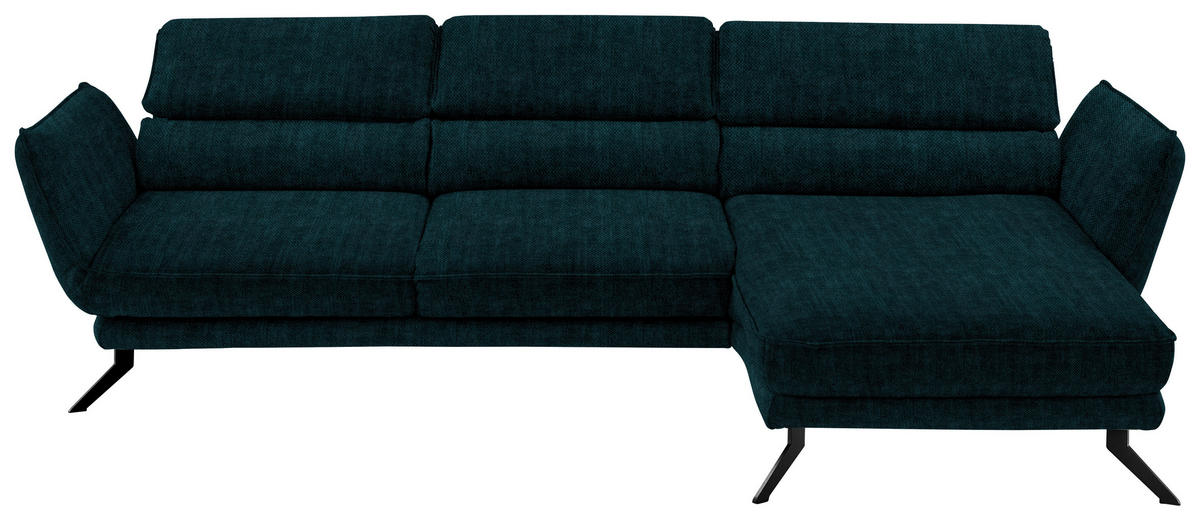 ECKSOFA Valdera in Velours Waldgrün  283/153 cm  - Waldgrün/Schwarz, Design, Textil/Metall (283/153cm) - Valdera