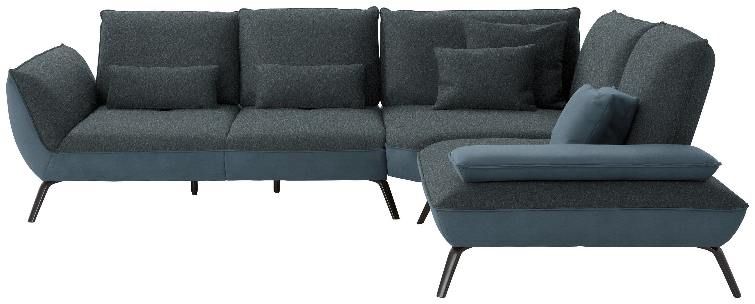 ECKSOFA in Flachgewebe Blaugrau  310/250 cm  - Blaugrau/Schwarz, Design, Textil/Metall (310/250cm) - Moderano