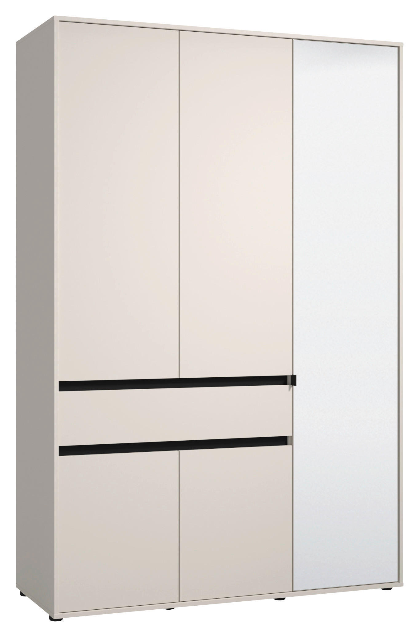 DREHTÜRENSCHRANK 5-türig Schwarz, Kaschmir  - Kaschmir/Schwarz, Basics, Glas/Holzwerkstoff (138/210.5/54cm) - Xora