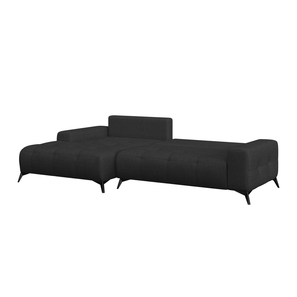 ECKSOFA MAURO Schwarz Flachgewebe  - Schwarz, Trend, Textil/Metall (175/290cm) - MID.YOU