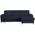 ECKSOFA Dunkelblau Flachgewebe  - Silberfarben/Dunkelblau, Design, Textil/Metall (244/167cm) - Cantus