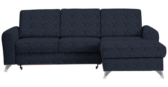 ECKSOFA Dunkelblau Flachgewebe  - Silberfarben/Dunkelblau, Design, Textil/Metall (244/167cm) - Cantus