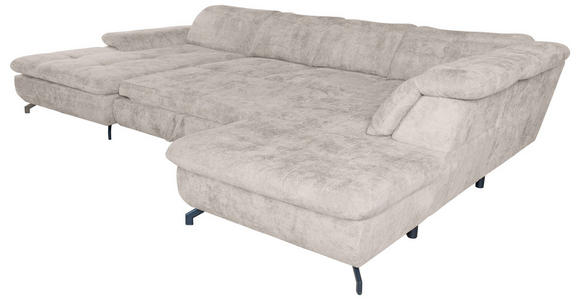 WOHNLANDSCHAFT Creme Struktur  - Creme/Schwarz, KONVENTIONELL, Textil/Metall (188/357/253cm) - Carryhome