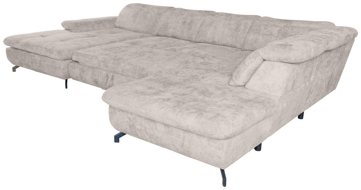 WOHNLANDSCHAFT in Struktur Creme  - Creme/Schwarz, KONVENTIONELL, Textil/Metall (188/357/253cm) - Carryhome
