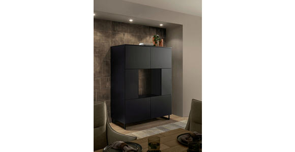 HIGHBOARD Mosel Weinschrank 120/200/58 cm  - Schwarz, KONVENTIONELL, Holzwerkstoff/Metall (120/200/58cm) - Carryhome