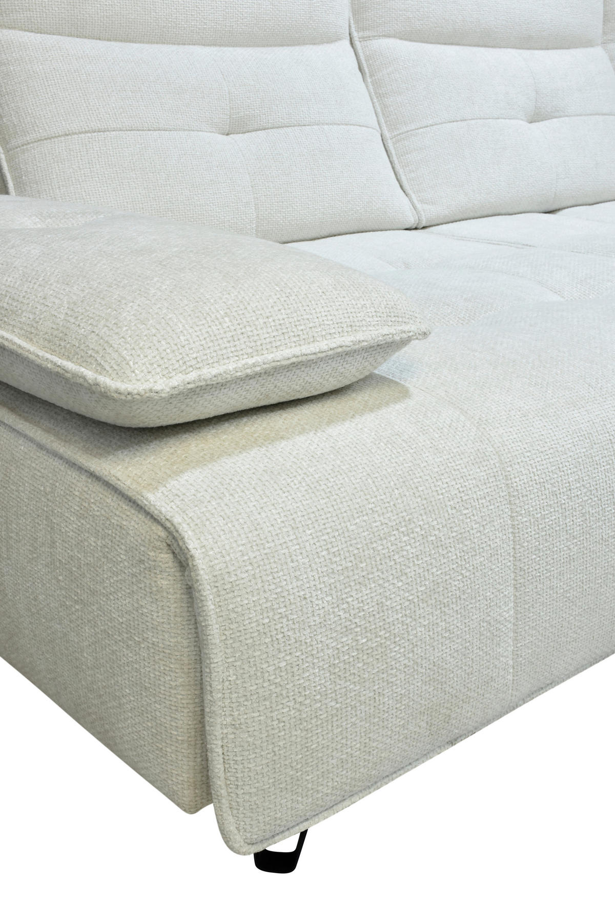 ECKSOFA Creme Chenille  - Creme/Schwarz, Design, Kunststoff/Textil (314/162cm) - Livetastic