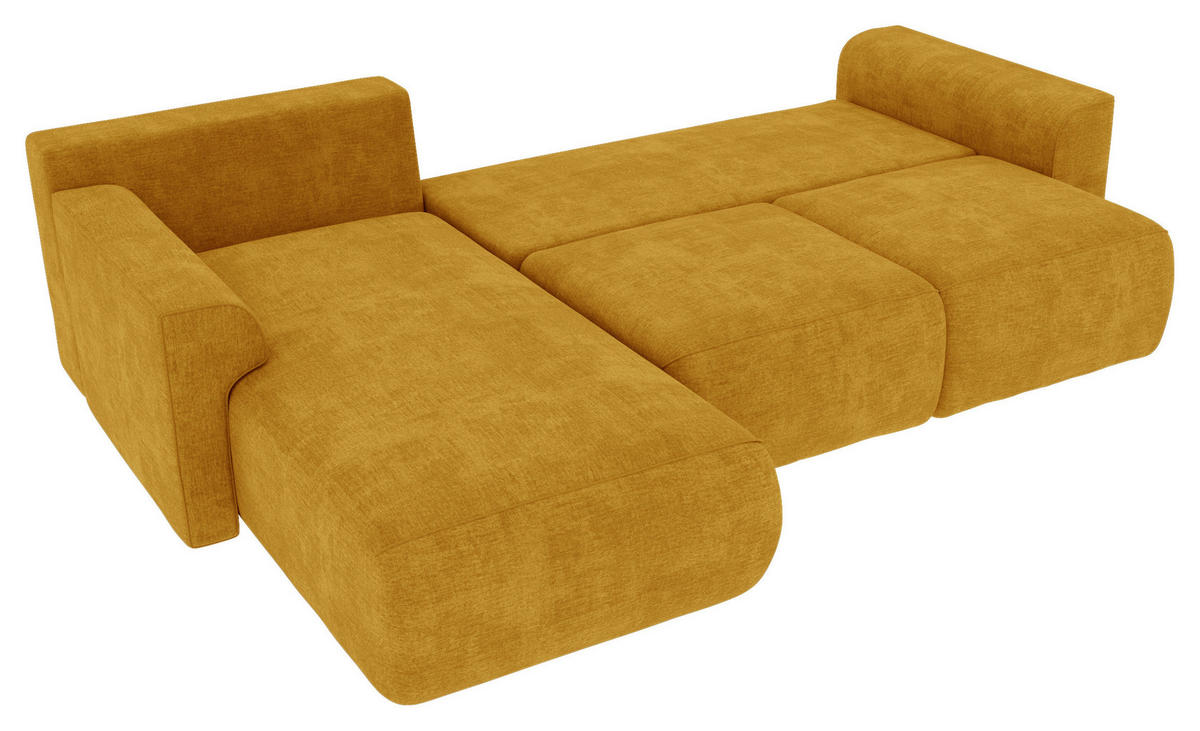 ECKSOFA in Samt Gelb  195/293 cm  - Chromfarben/Gelb, KONVENTIONELL, Kunststoff/Textil (195/293cm) - Carryhome