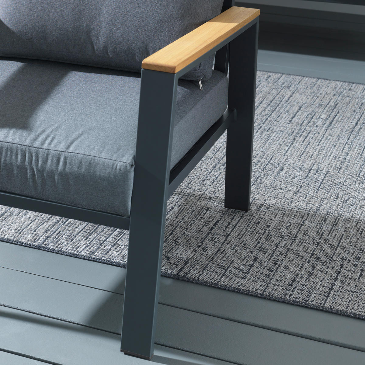 LOUNGESOFA 132/74/75 cm Eukalyptusholz massiv Aluminium  - Anthrazit/Naturfarben, Design, Holz/Textil (132/74/75cm) - Ambia Garden