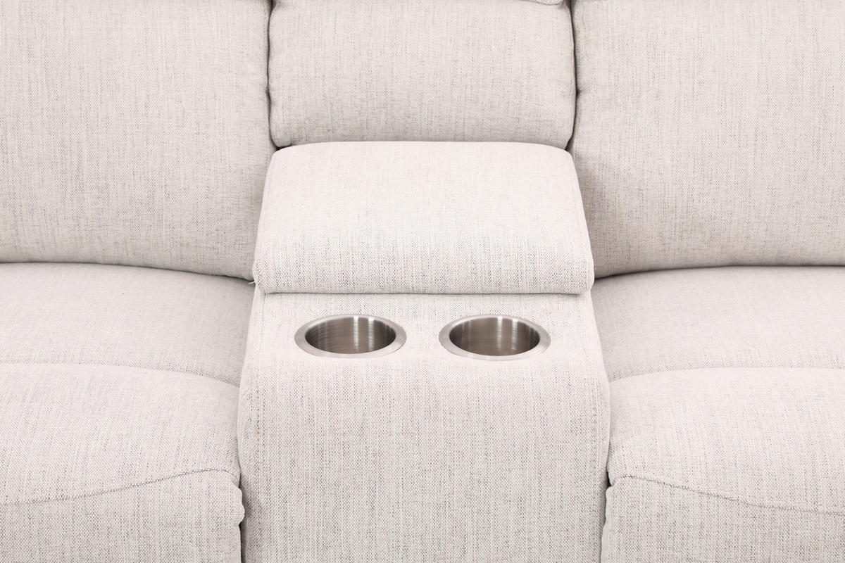 ECKSOFA Weiß Leinenoptik  - Schwarz/Weiß, KONVENTIONELL, Holz/Kunststoff (240/102/265cm) - Livetastic