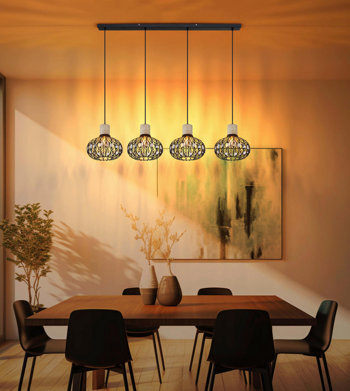 HÄNGELEUCHTE 115/25/150 cm  - Klar/Schwarz, Basics, Glas/Kunststoff (115/25/150cm) - Globo