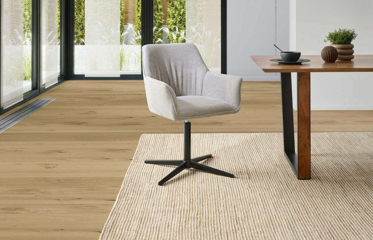 ARMLEHNSTUHL  in Eisen Leinenoptik  - Taupe/Schwarz, KONVENTIONELL, Holz/Textil (60/86.5/61cm) - MID.YOU