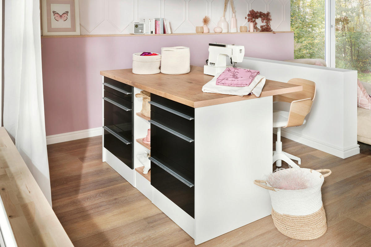 KÖKSÖ 150/91/90 cm  i grå högglans  - stålfärgad/vit, Design, trämaterial/plast (150/91/90cm) - Respekta