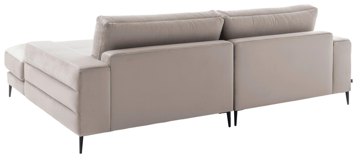 ECKSOFA in Velours Sandfarben  - Sandfarben/Schwarz, Design, Textil/Metall (253/177cm) - Dieter Knoll