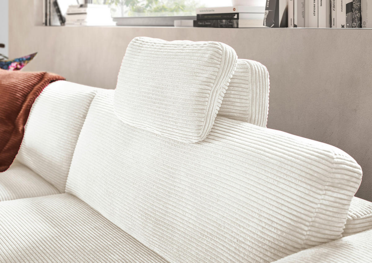 ECKSOFA in Cord Creme  - Creme/Schwarz, Design, Kunststoff/Textil (168/296cm) - Pure Home Lifestyle