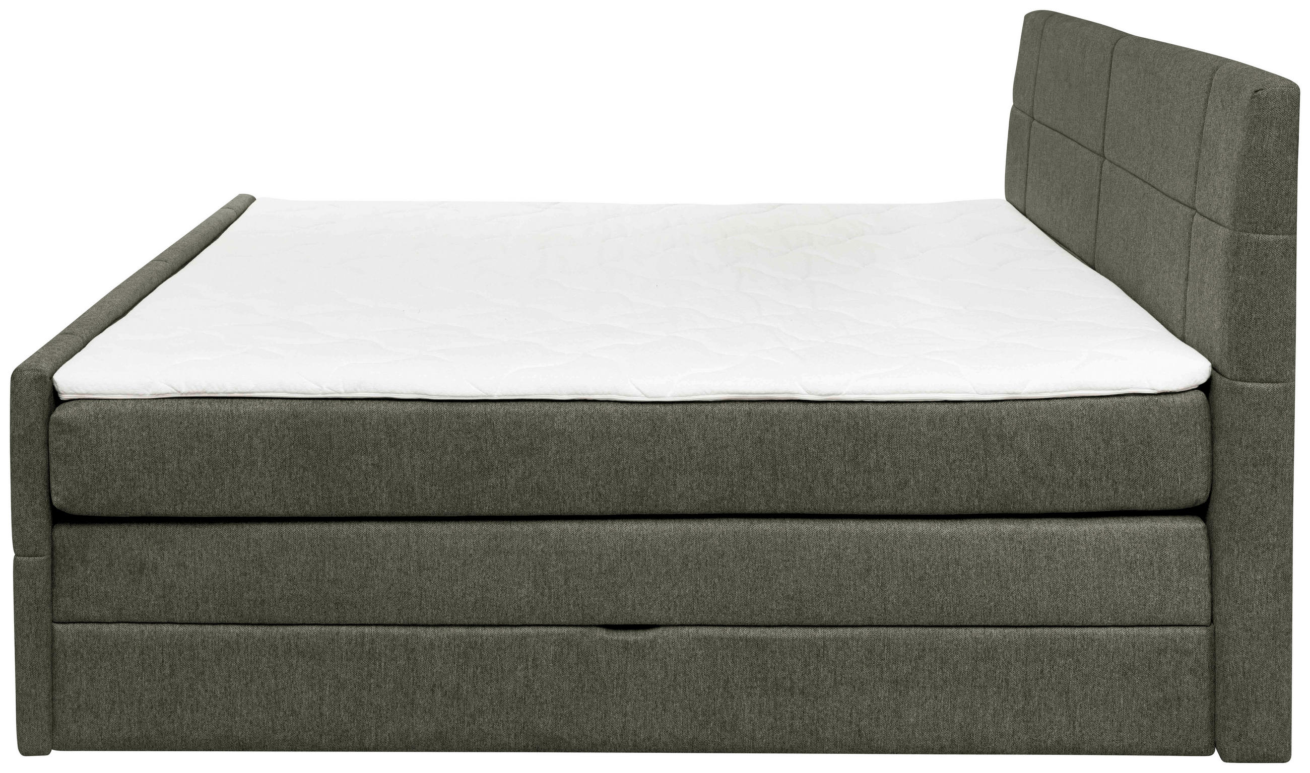 Thumbnail - Carryhome Boxspringbett, Dunkelgrau, Textil, H2 + H3, 7-Zonen, Höhe ca. 18 cm, 180x200 cm, Topper durchgehend, Wendematr...