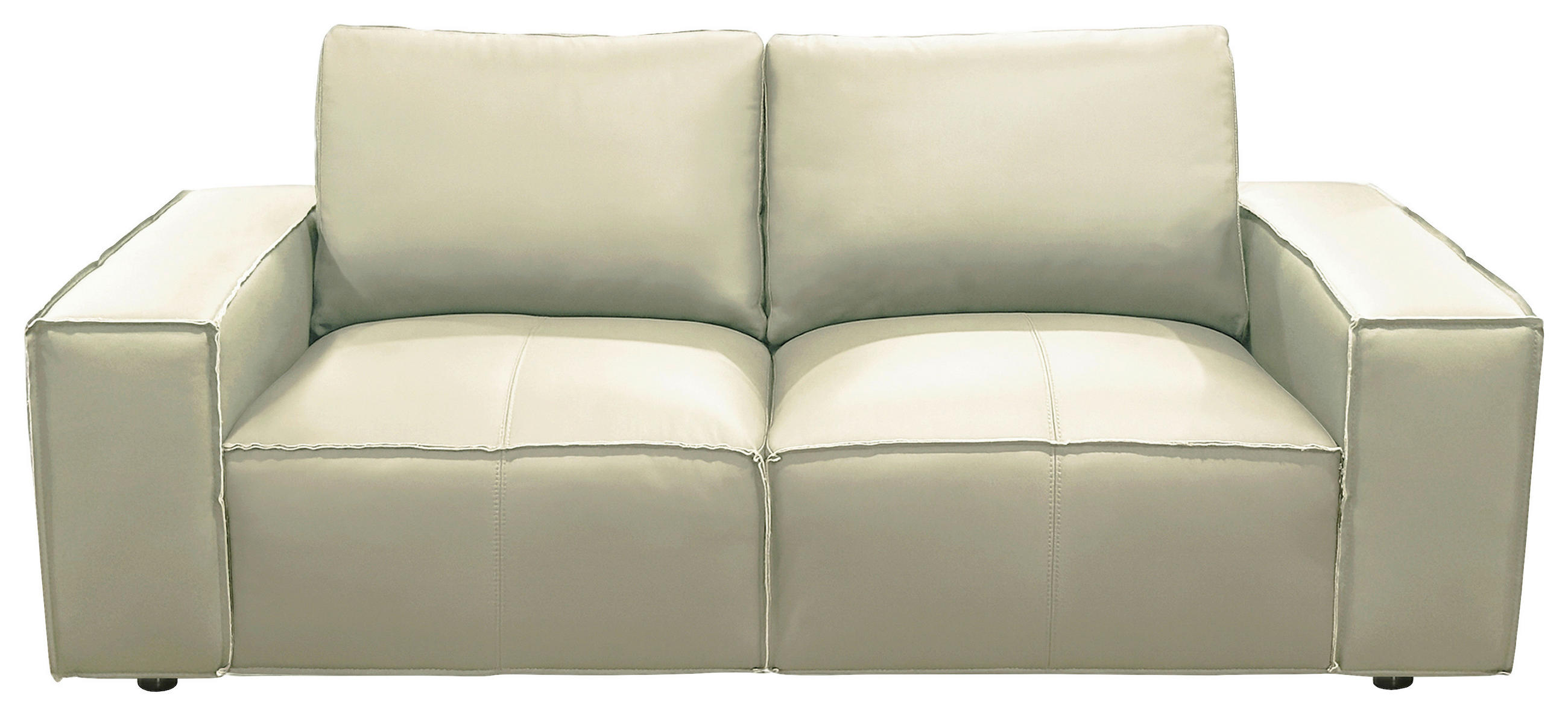 2-SITZER-SOFA VIVO Hellgrau Echtleder  - Hellgrau/Schwarz, Design, Leder/Kunststoff (194,5/76/96cm) - MID.YOU