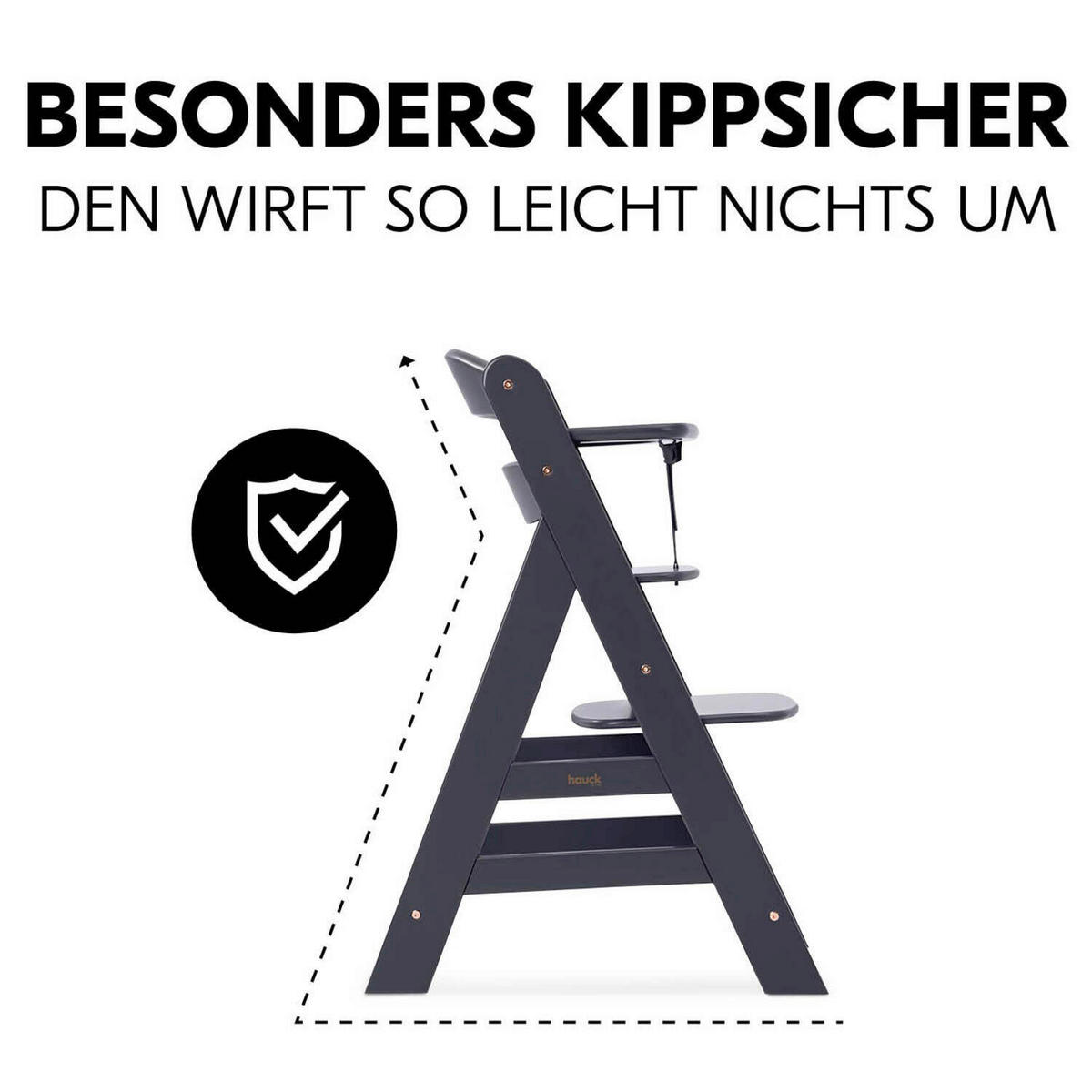 HOCHSTUHL-SET Alpha Newborn Set Anthrazit Grey  - Anthrazit, Basics, Holz/Textil (65/93,5/49cm) - Hauck